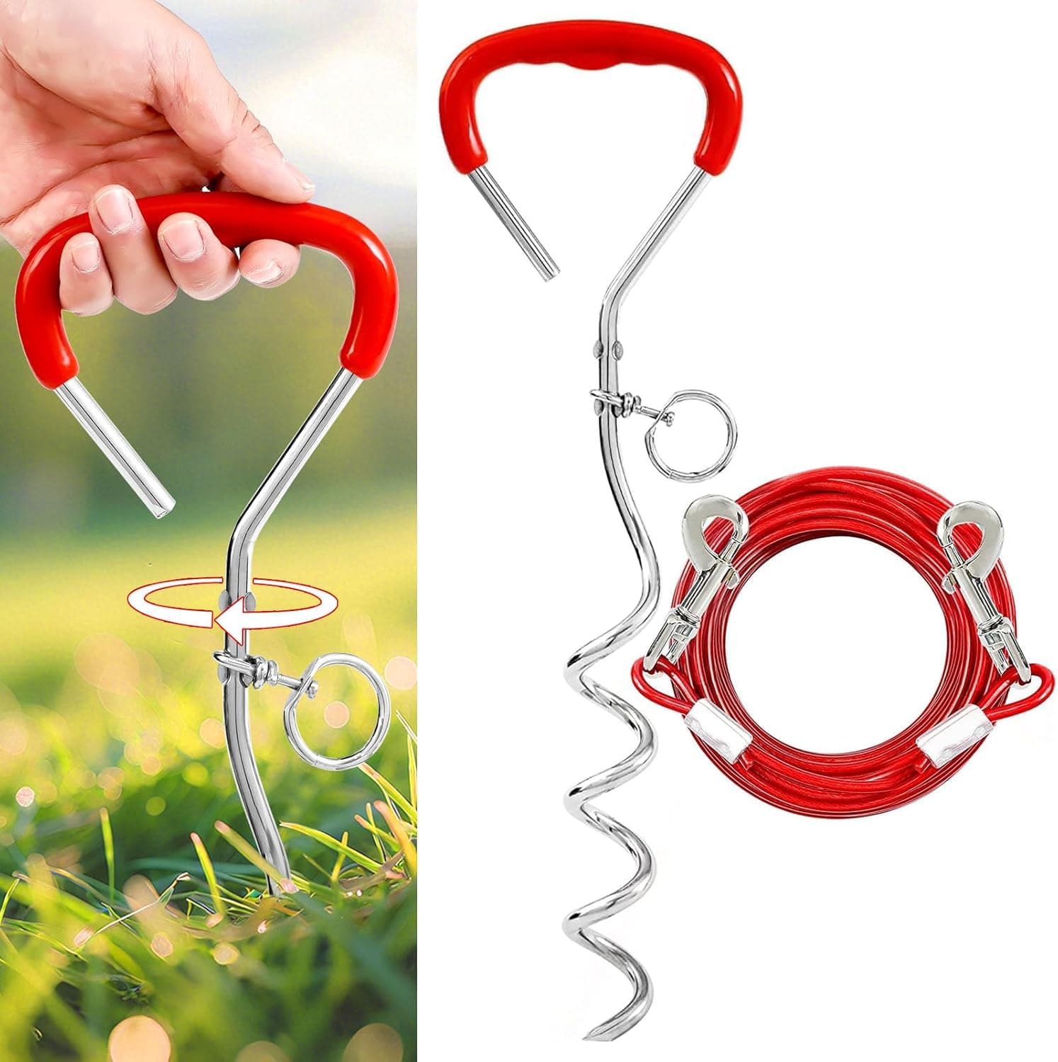 Dog Tie Out Stake and Run Cable