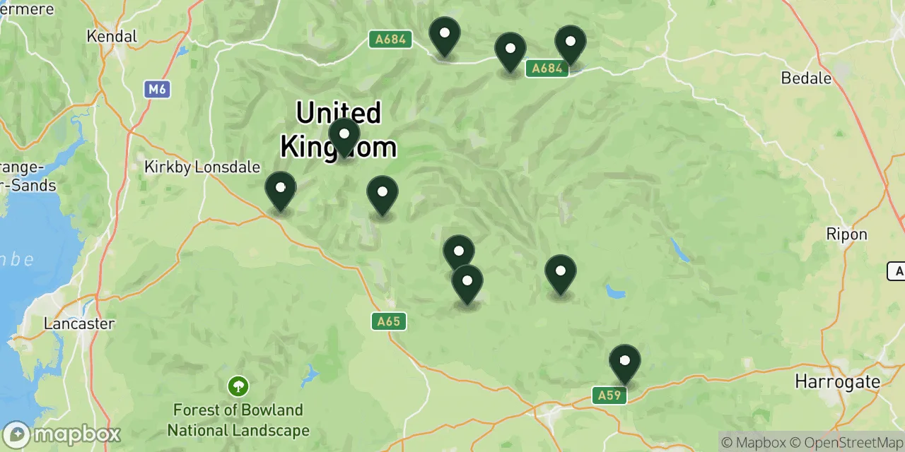 Map preview showing dog friendly walks in the Yorkshire Dales