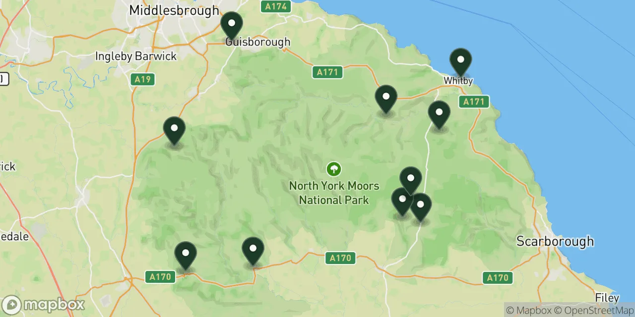 Map preview showing dog friendly walks in North York Moors