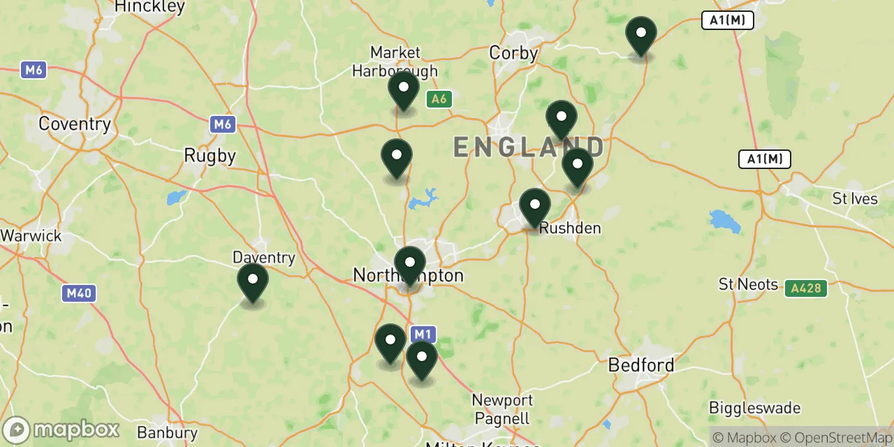 Map preview showing dog friendly walks in Northamptonshire
