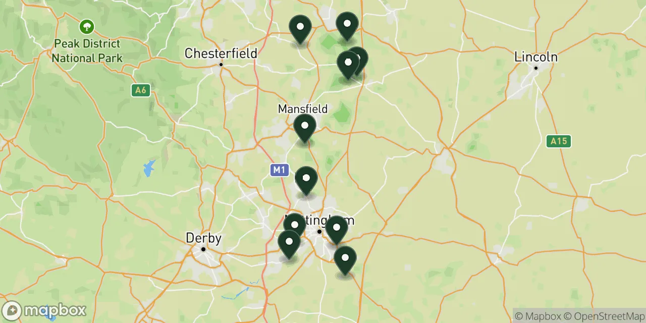 Map preview showing dog friendly walks in Nottinghamshire