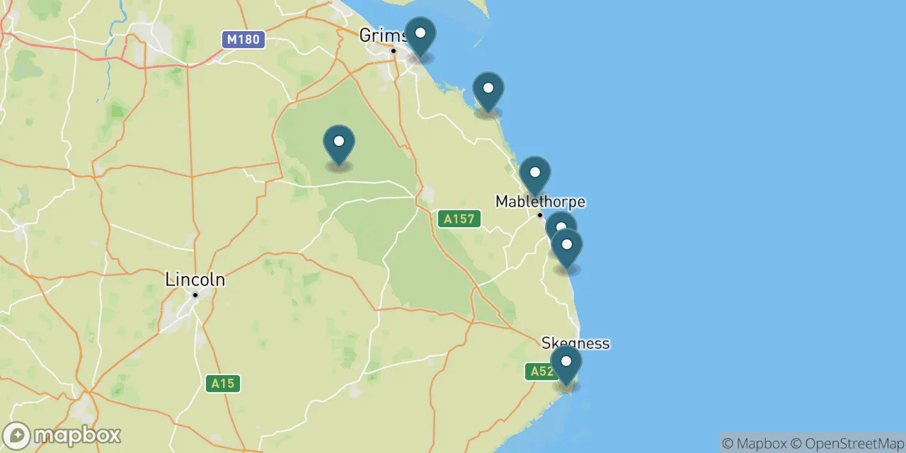 Map preview showing dog friendly beaches in Lincolnshire