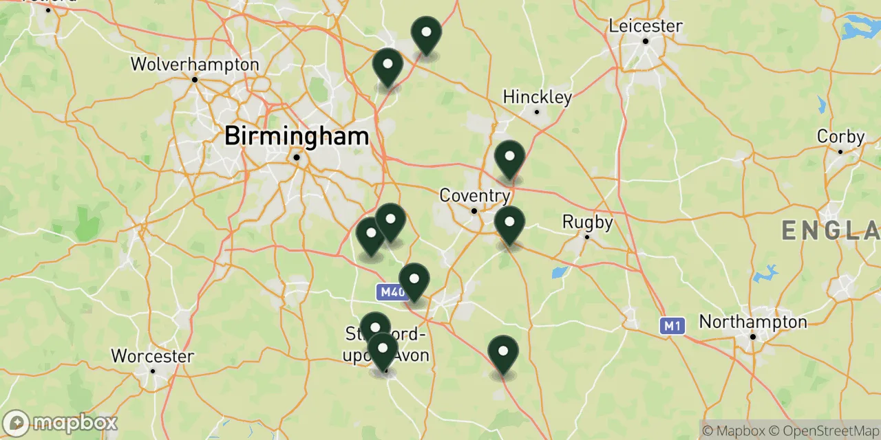 Map preview showing dog friendly walks in Warwickshire