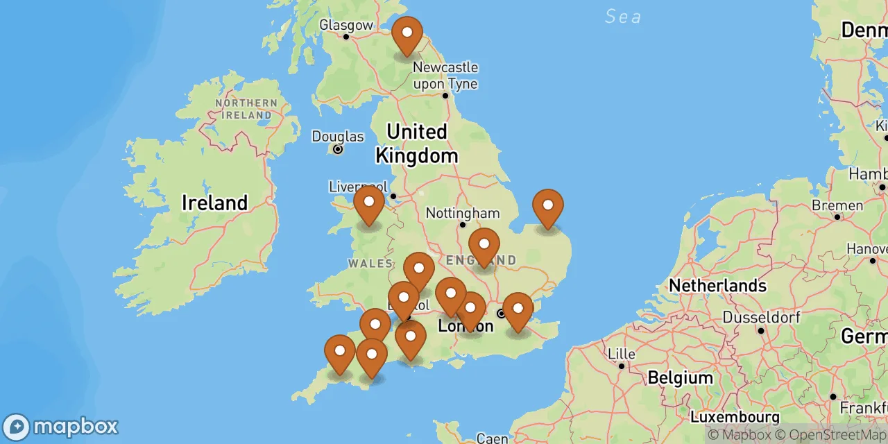 Map preview showing dog friendly stays in the UK