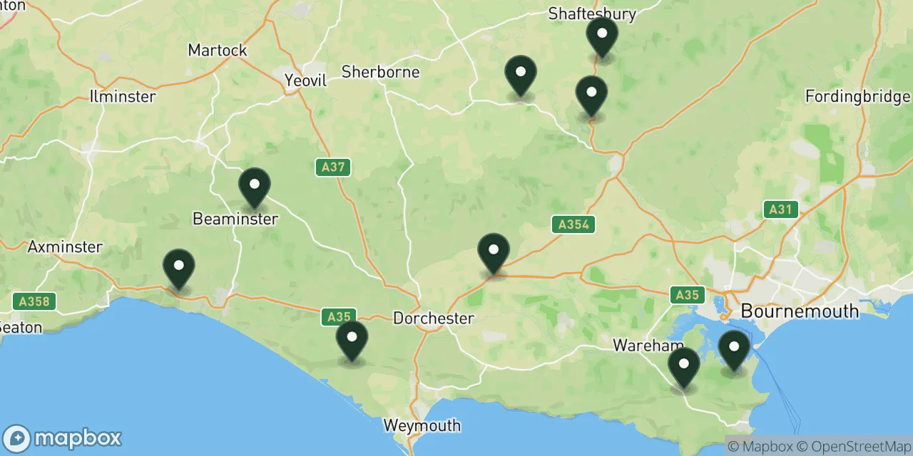 Map preview showing dog friendly walks in Dorset