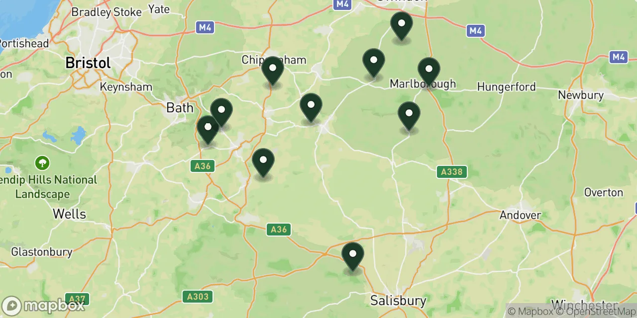 Map preview showing dog friendly walks in Wiltshire
