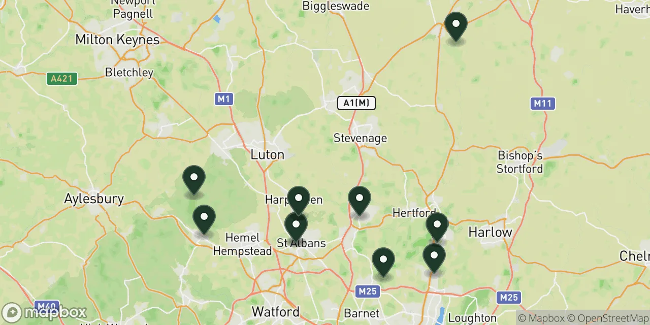 Map preview showing dog friendly walks in Hertfordshire