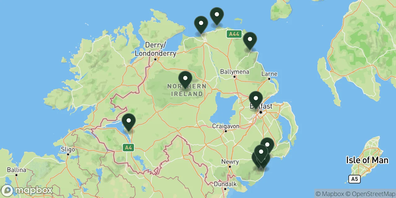 Map preview showing dog friendly walks in Northern Ireland