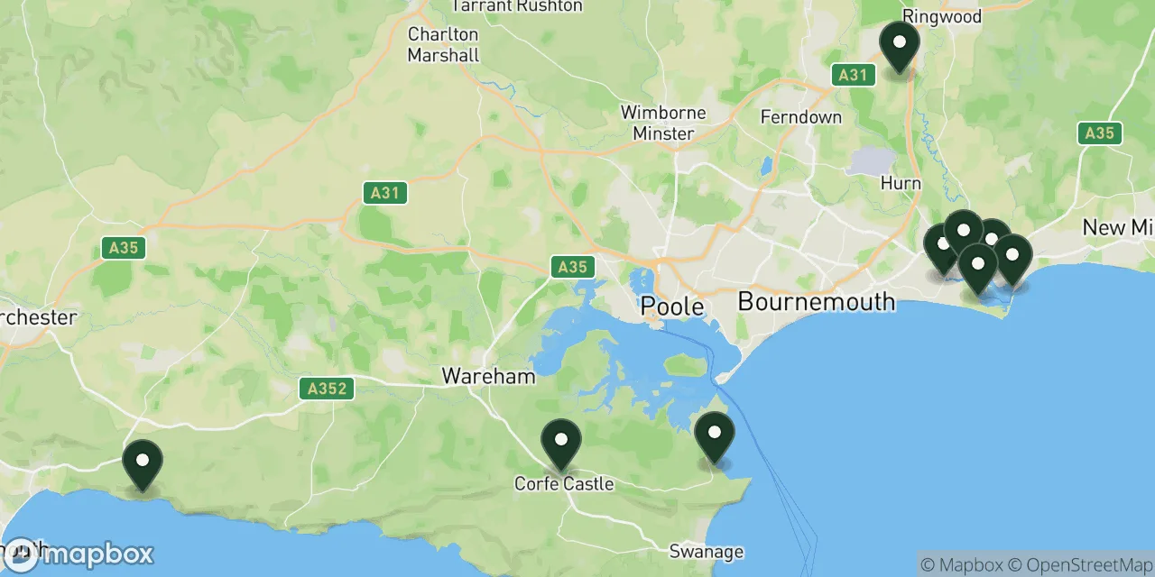 Map preview showing dog friendly walks in Bournemouth