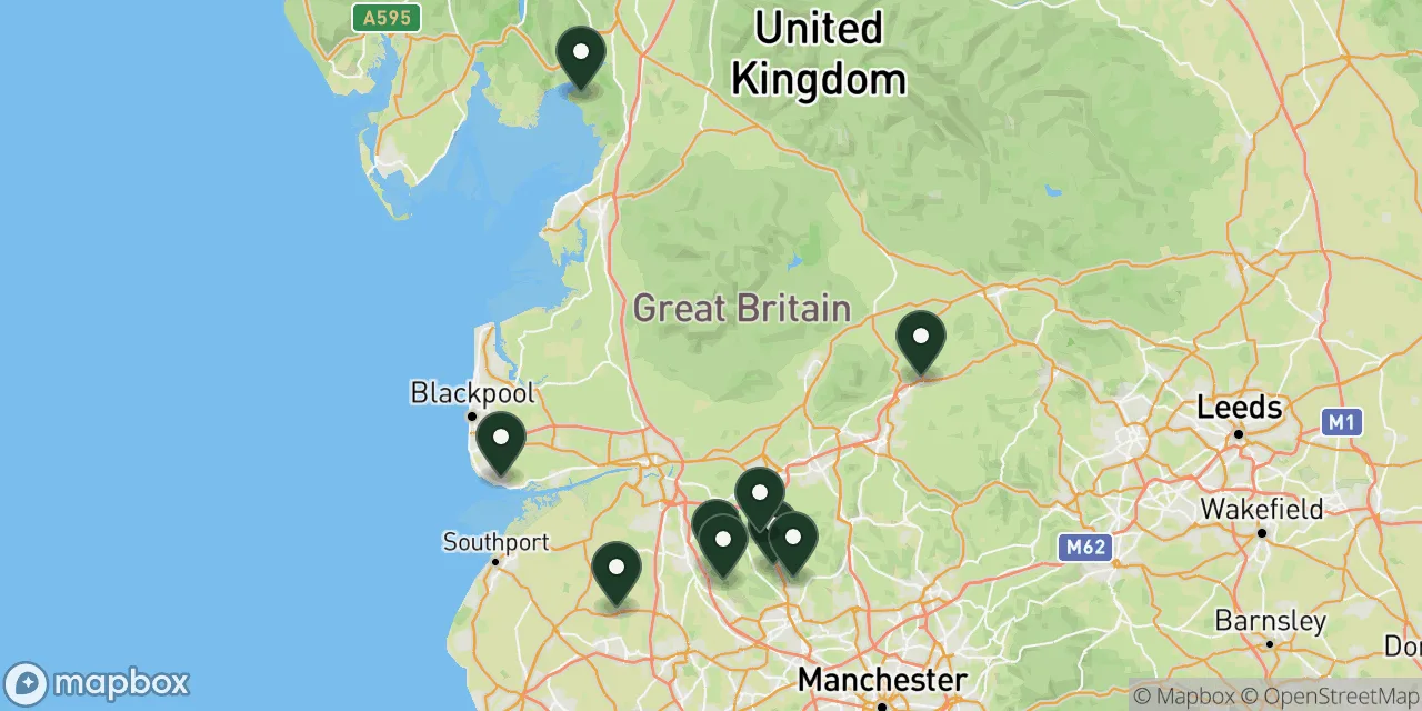 Map preview showing dog friendly walks in Lancashire