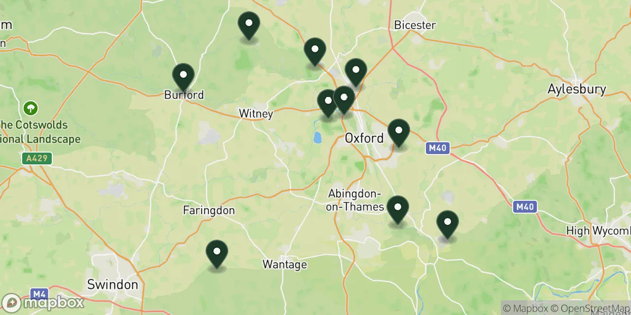 Map preview showing dog friendly walks in Oxfordshire