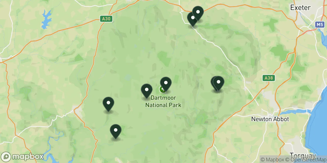 Map preview showing dog friendly walks in Dartmoor National Park