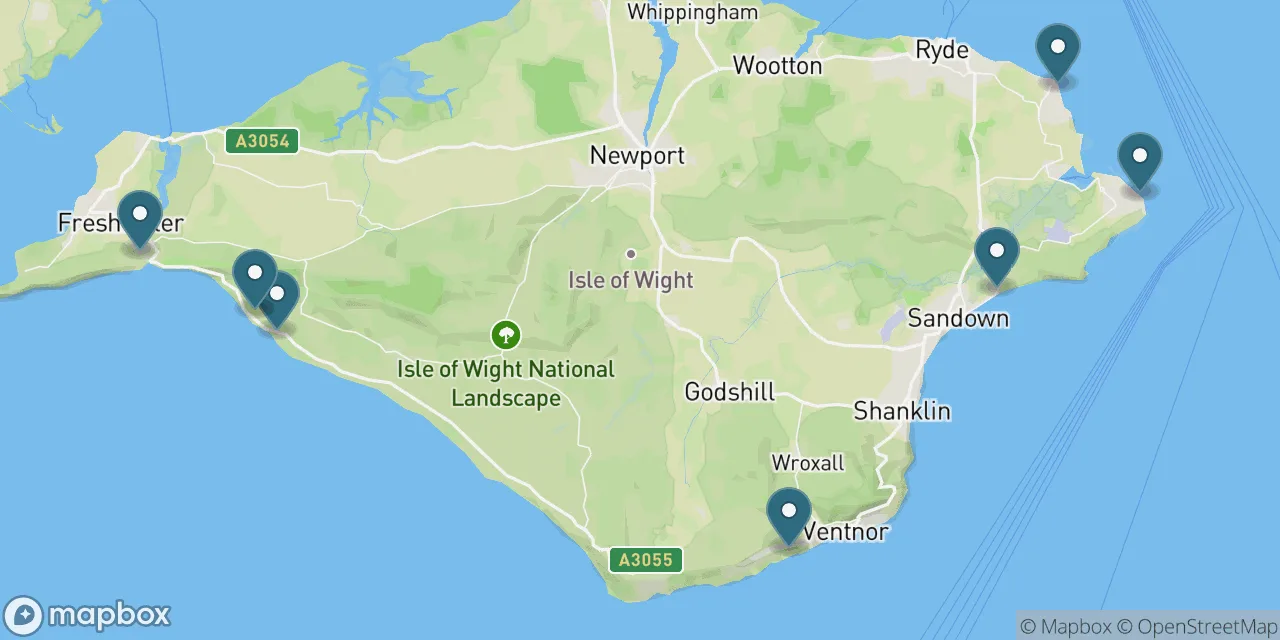 Map preview showing dog friendly beaches in the Isle of Wight