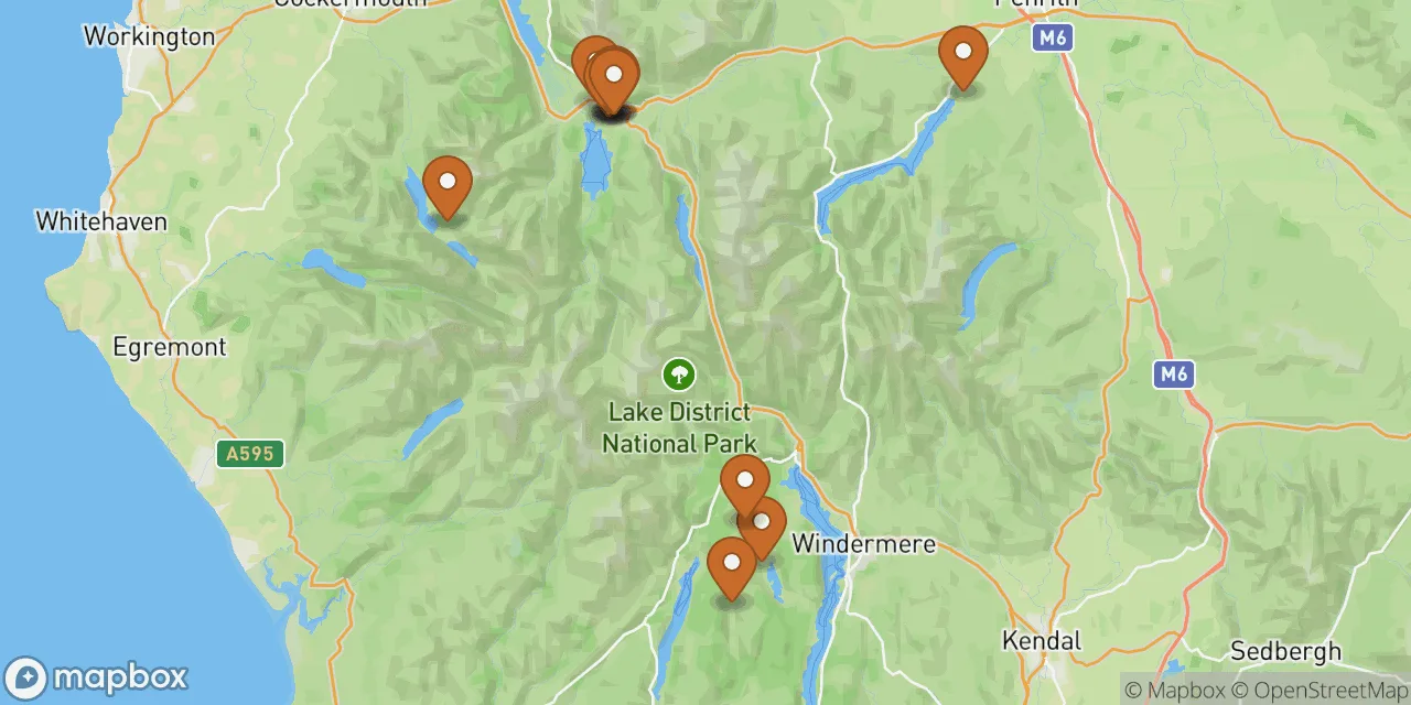 Map preview showing dog friendly places in Cumbria