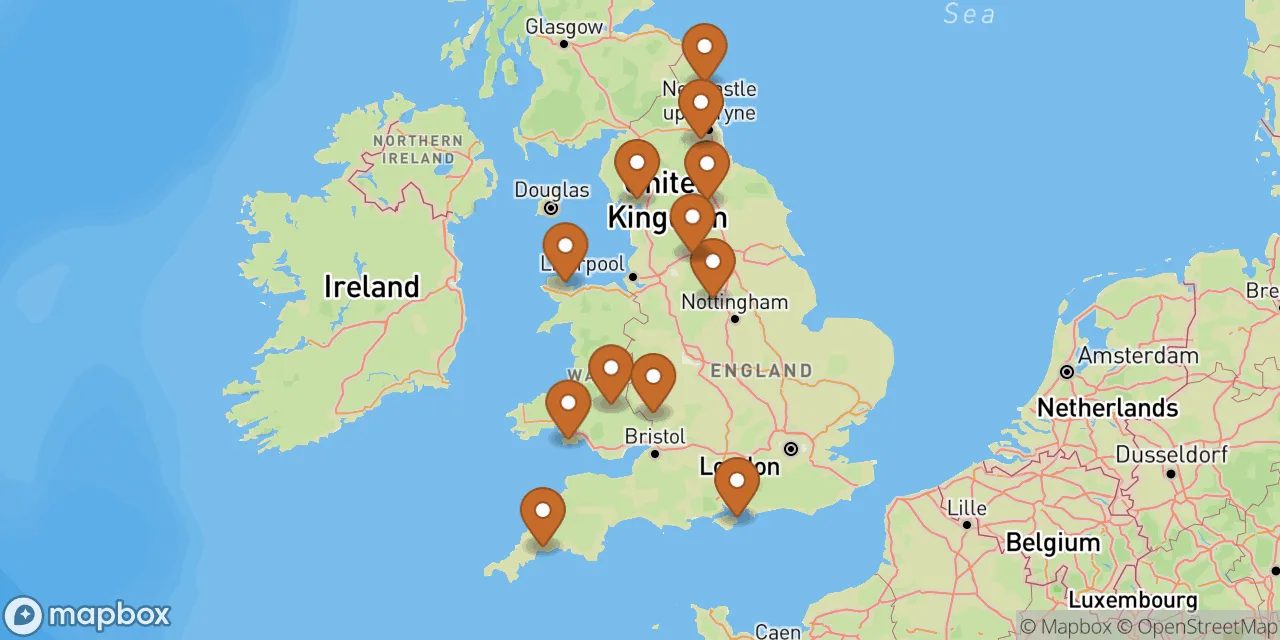 Map preview showing dog friendly places in the UK