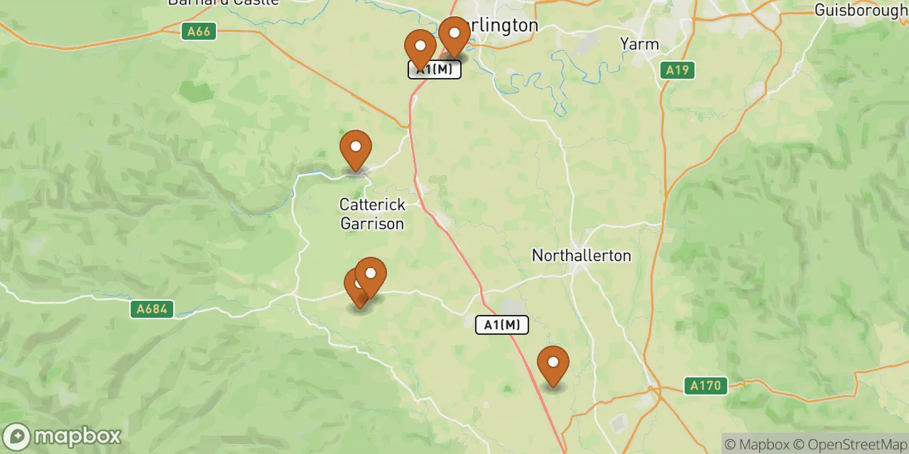 Map preview showing dog friendly stays in North Yorkshire