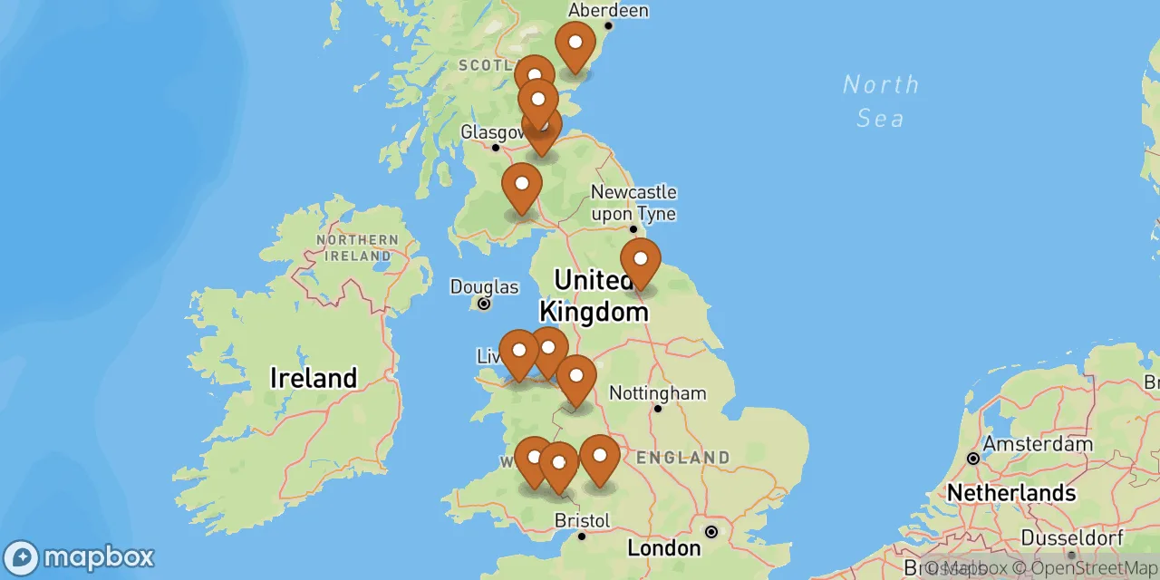 Map preview showing dog friendly stays in the UK