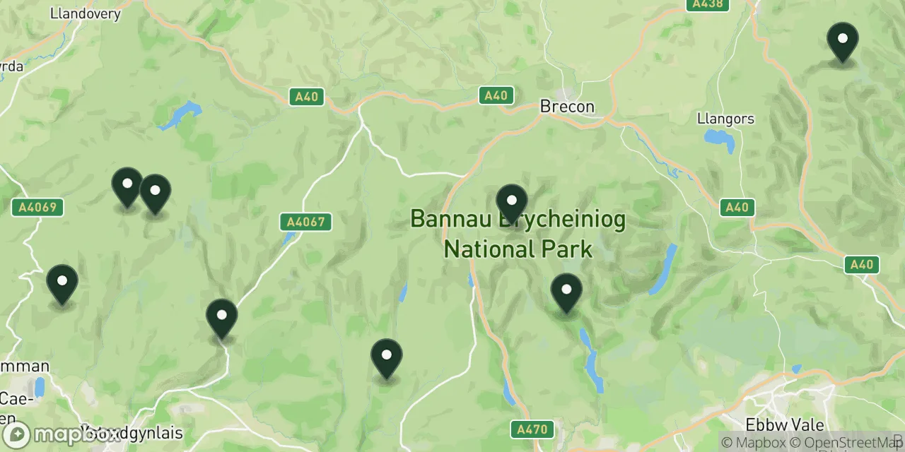 Map preview showing dog friendly walks in the Beautiful Brecon Beacons