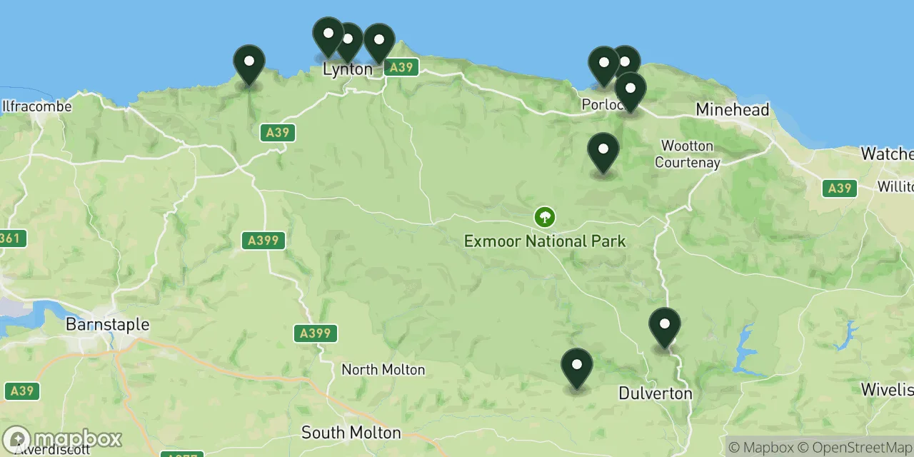 Map preview showing dog friendly walks in Exmoor National Park