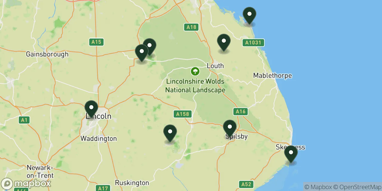 Map preview showing dog friendly walks in Lincolnshire