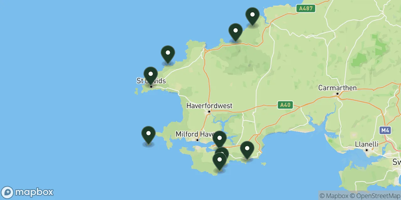 Map preview showing dog friendly walks in Pembrokeshire
