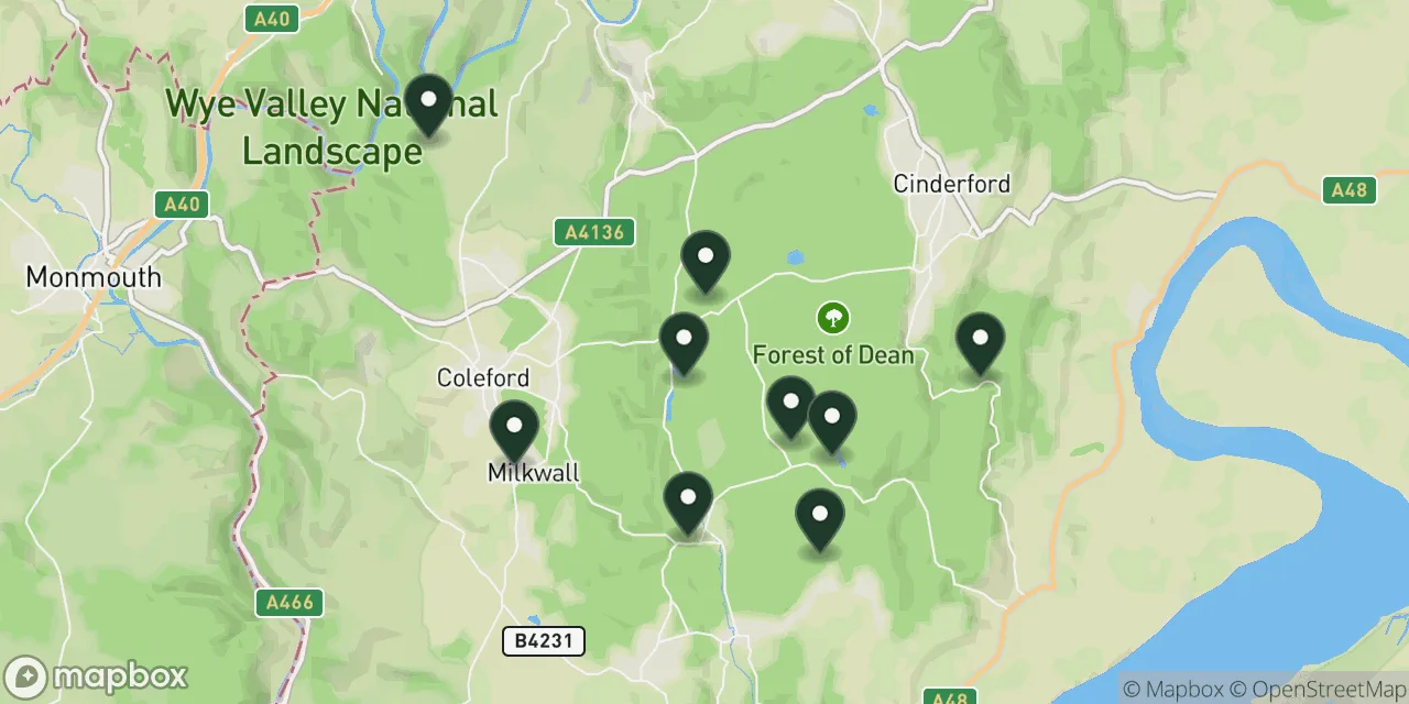 Map preview showing dog friendly walks in the Forest of Dean