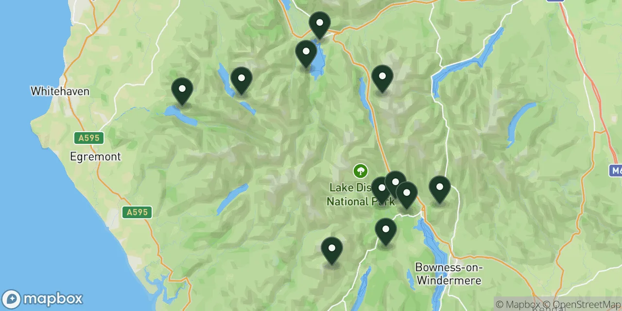 Map preview showing dog friendly walks in the Lake District