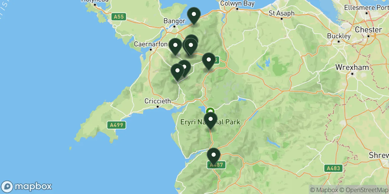 Map preview showing dog friendly walks in Snowdonia National Park