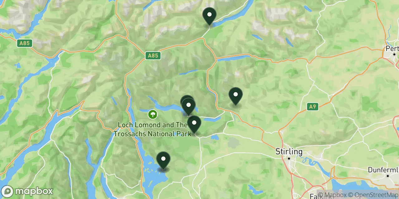 Map preview showing dog friendly walks in the Best of Loch Lomond & The Trossachs