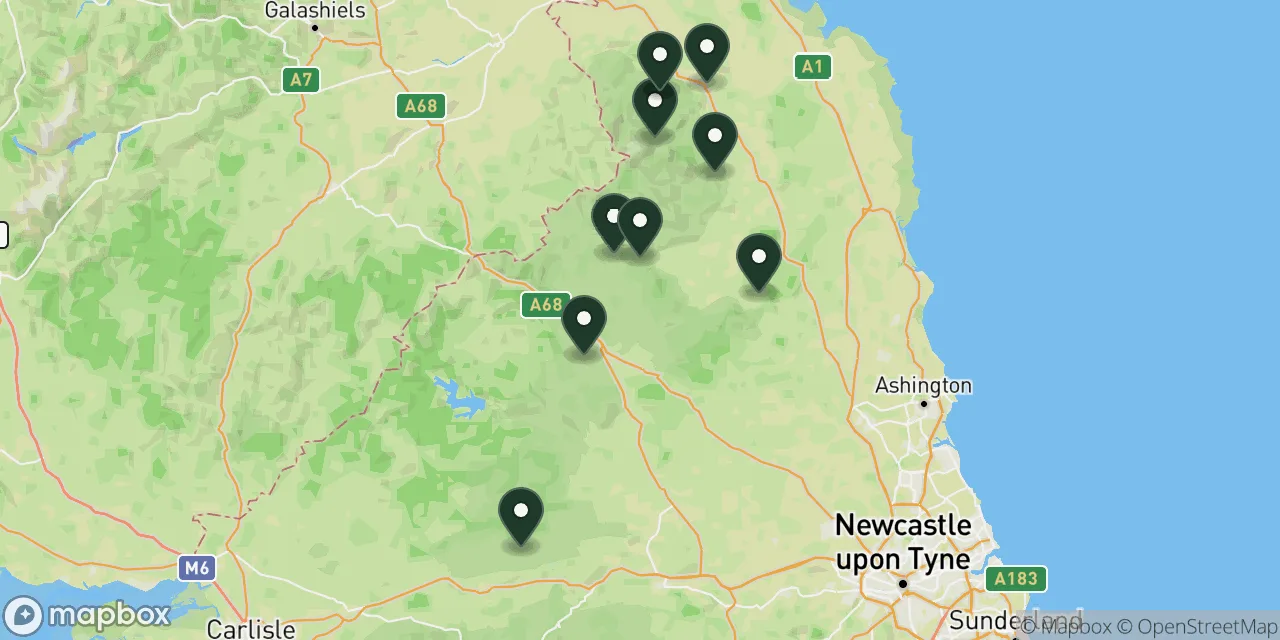 Map preview showing dog friendly walks in Northumberland National Park