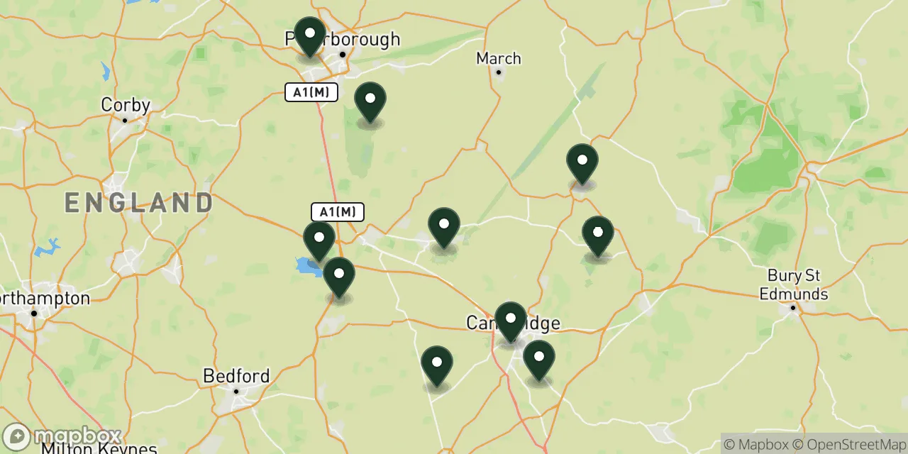 Map preview showing dog friendly walks in Cambridgeshire