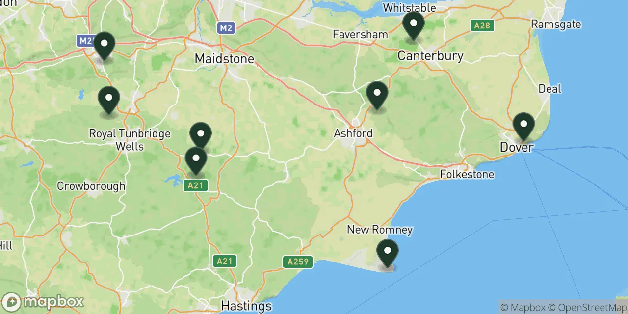 Map preview showing dog friendly walks in Kent