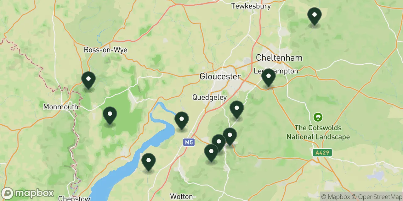 Map preview showing dog friendly walks in Gloucestershire