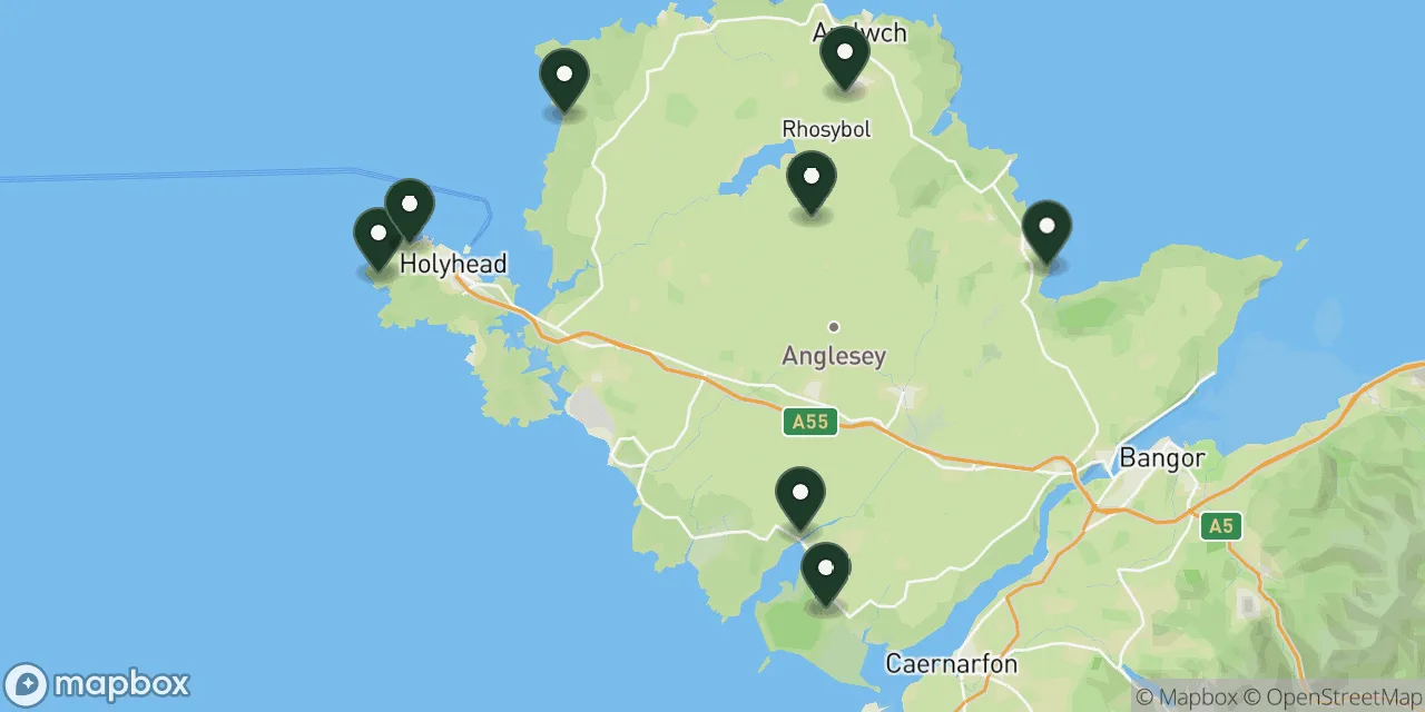 Map preview showing dog friendly walks in Anglesey