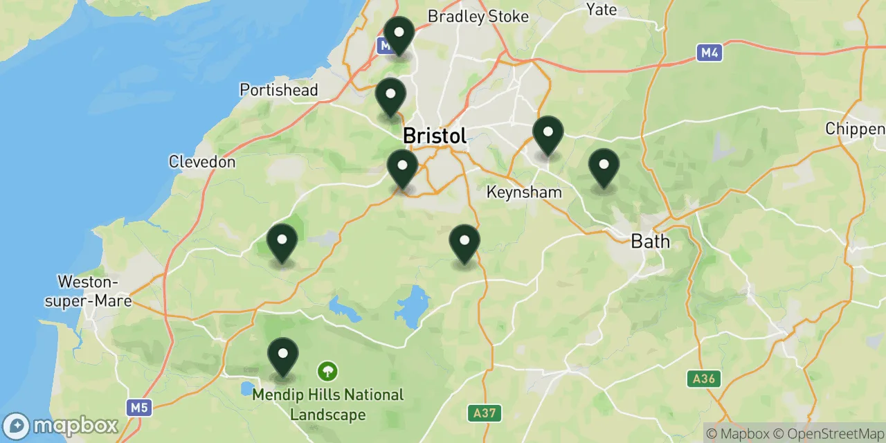 Map preview showing dog friendly walks in Bristol