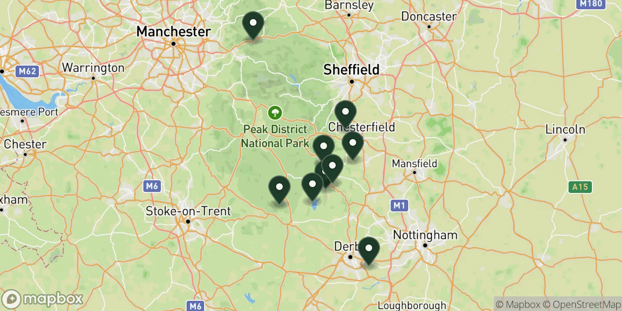 Map preview showing dog friendly walks in Derbyshire