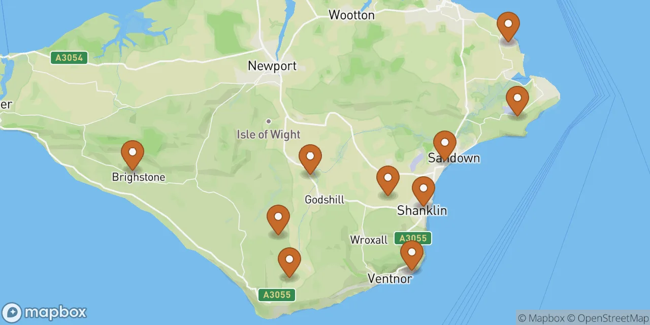 Map preview showing dog friendly stays in Isle of Wight