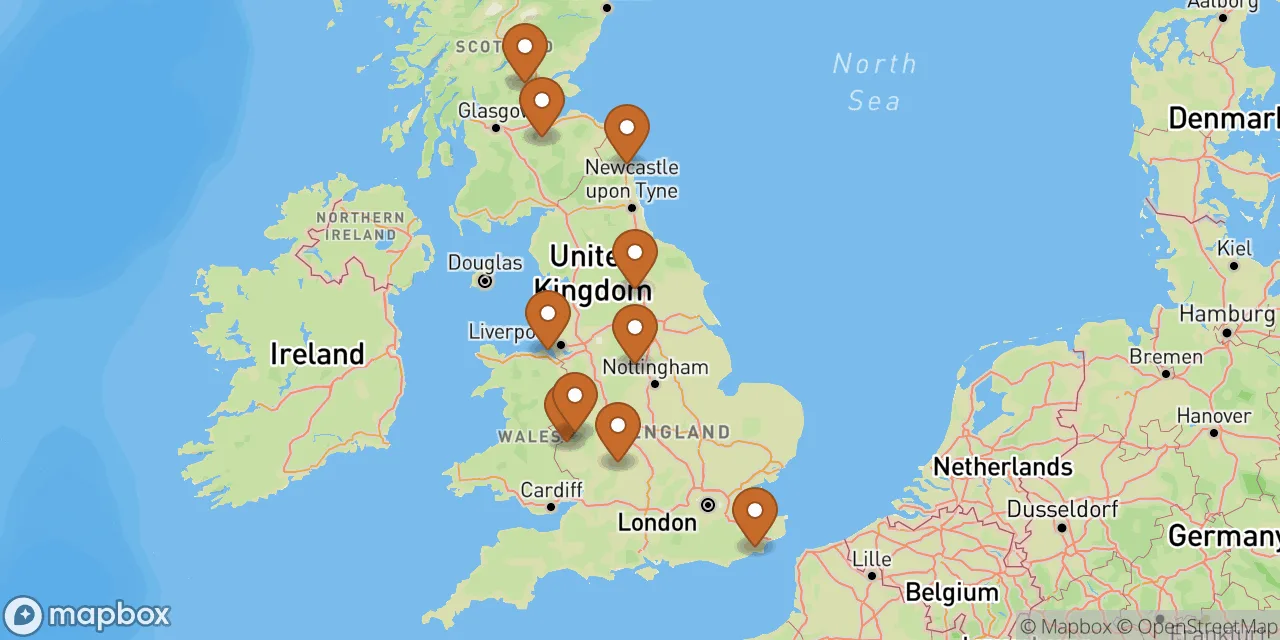 Map preview showing dog friendly stays in UK