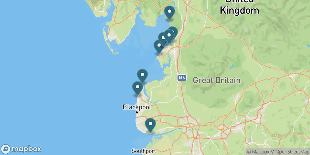 Map preview showing dog friendly beaches in Lancashire