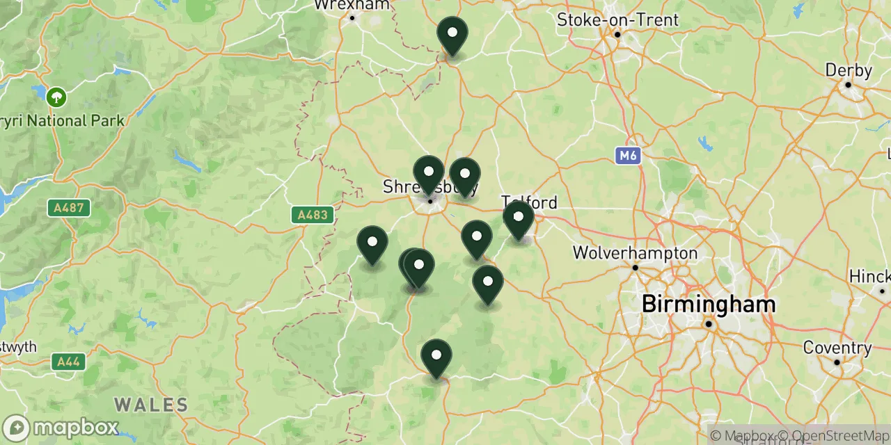 Map preview showing dog friendly walks in Shropshire