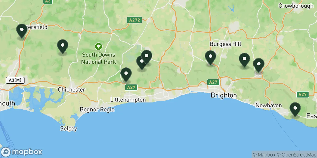 Map preview showing dog friendly walks in the South Downs