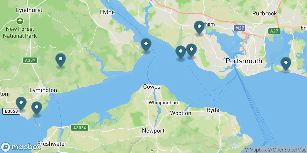 Map preview showing dog friendly beaches in Hampshire
