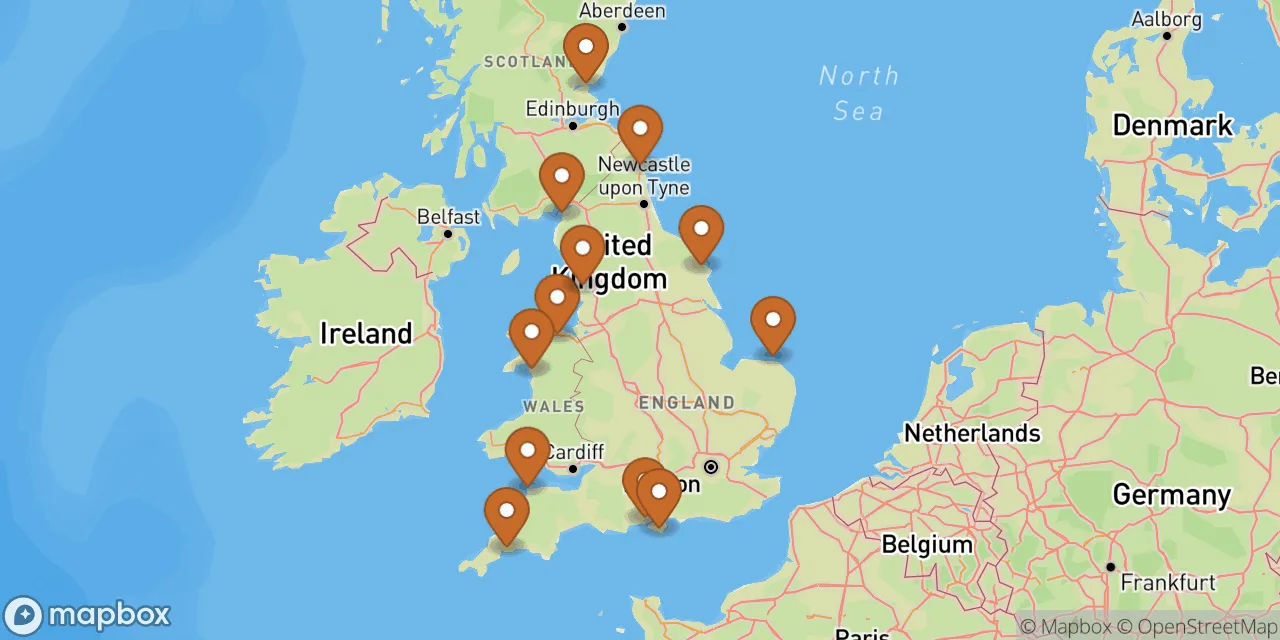 Map preview showing dog friendly places in the UK