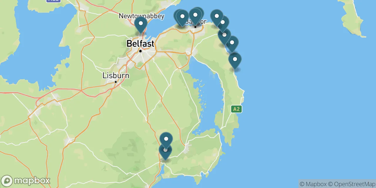 Map preview showing dog friendly beaches in County Down