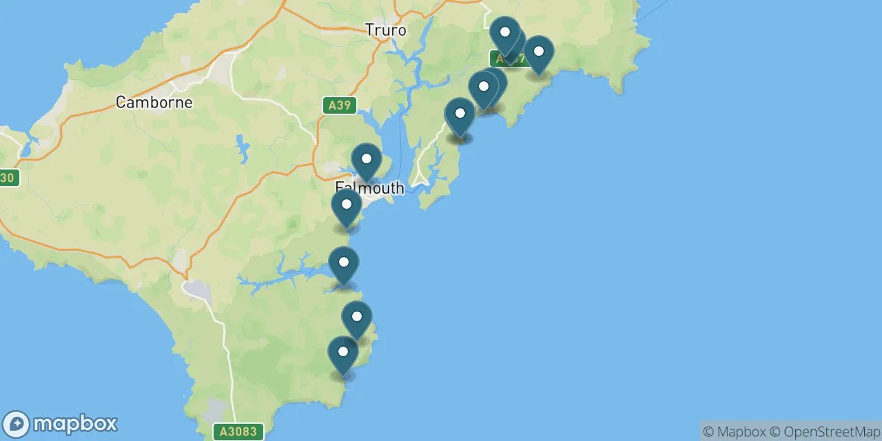 Map preview showing dog friendly beaches in Cornwall