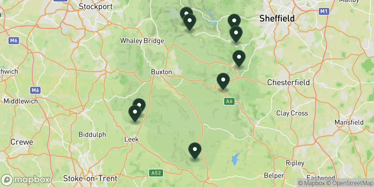 Map preview showing dog friendly walks in the Peak District