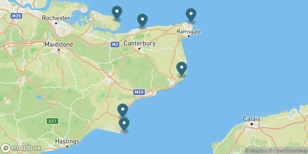 Map preview showing dog friendly beaches in Kent