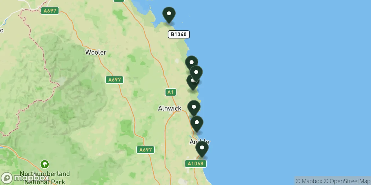 Map preview showing dog friendly walks in Northumberland