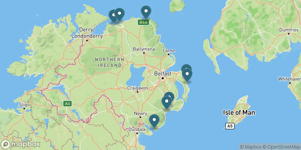 Map preview showing dog friendly beaches in Northern Ireland