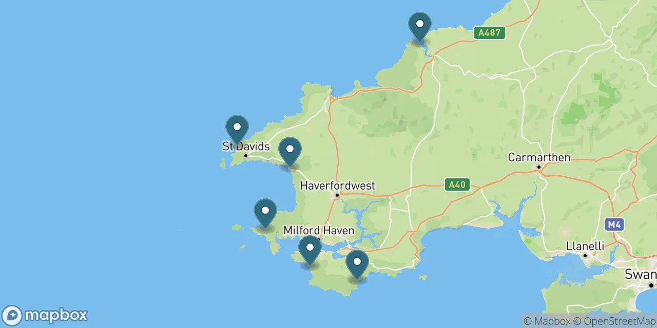 Map preview showing dog friendly beaches in Pembrokeshire